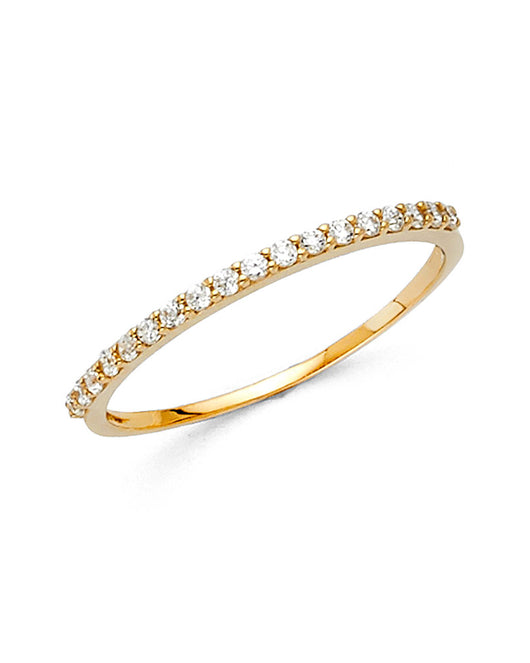 14K Yellow Gold Prong-Set Round CZ Wedding Band
