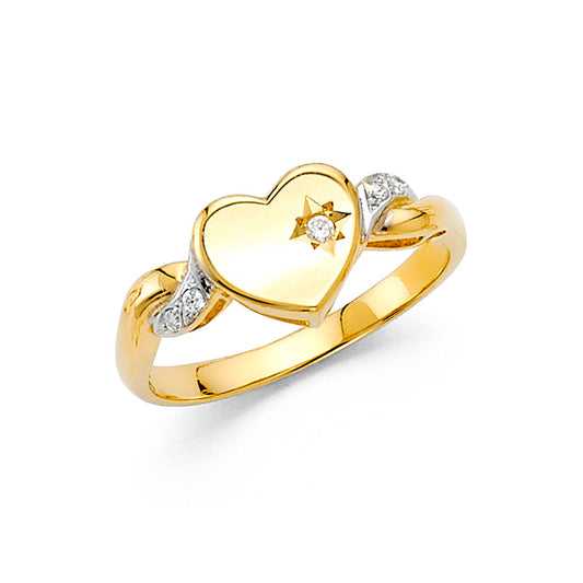 14K Yellow Gold Women’s CZ Heart Ring