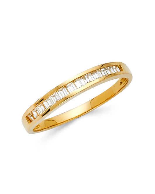 14K Yellow Gold Women’s Channel-Set Baguette CZ Wedding Band