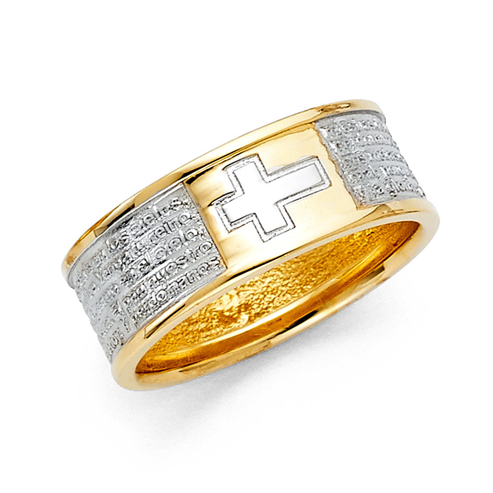 14K Two-Tone Gold Men’s Cross Design 14K Wedding Band