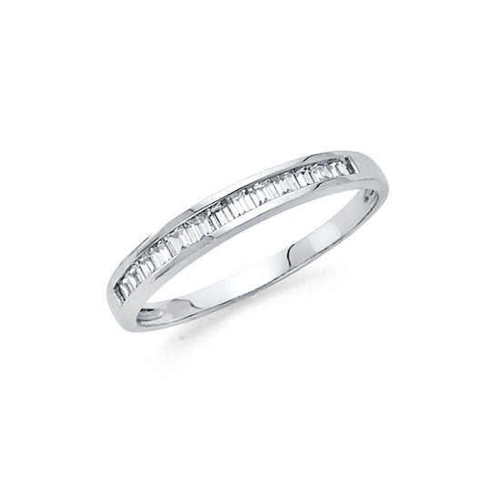 14K White Gold Women’s Channel-Set Baguette CZ Wedding Band