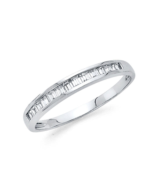 14K White Gold Women’s Channel-Set Baguette CZ Wedding Band
