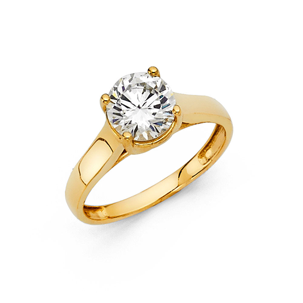 14K Yellow Gold Women’s Round Cut Solitaire CZ Engagement Ring