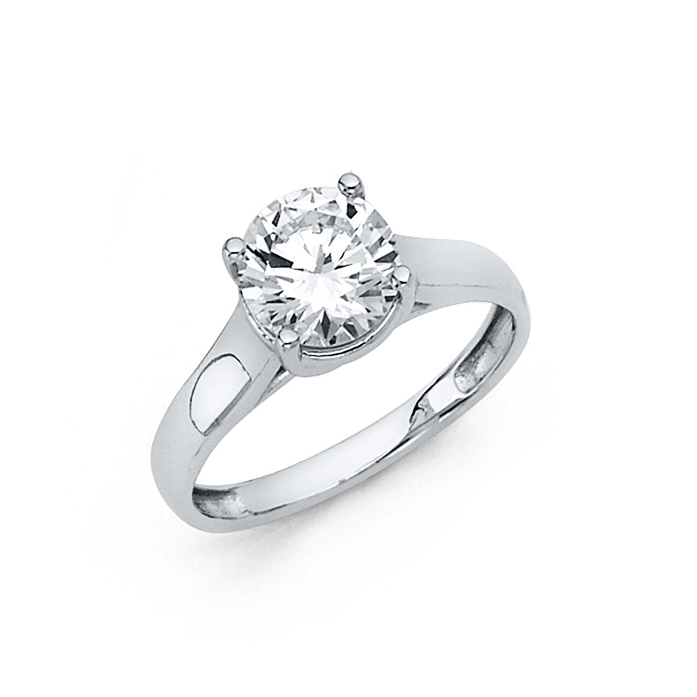 14K White Gold Women’s Round Cut Solitaire CZ Engagement Ring