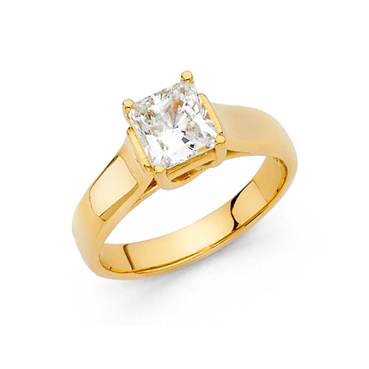 14K Yellow Gold Princess Cut Solitaire CZ Ring