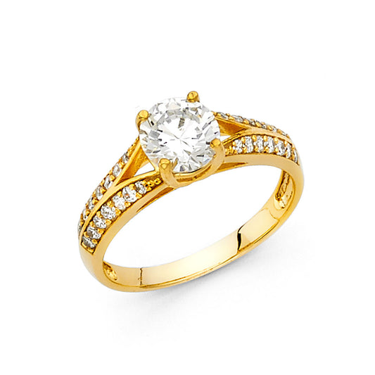 1 ct Cubic Zirconia 14K Yellow Gold Split Shank Engagement Ring