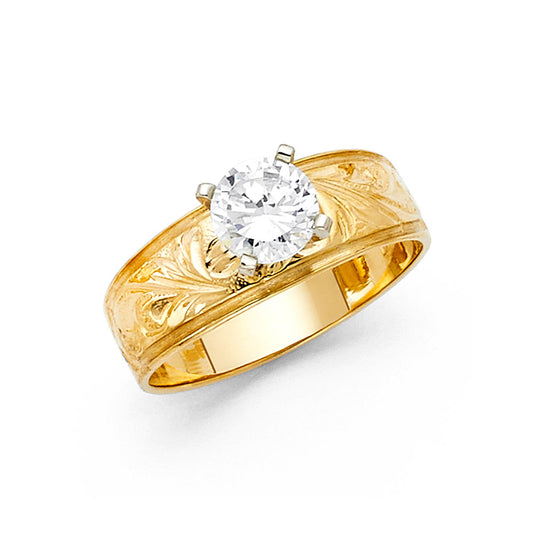 14K Yellow Gold Solitaire CZ Ring