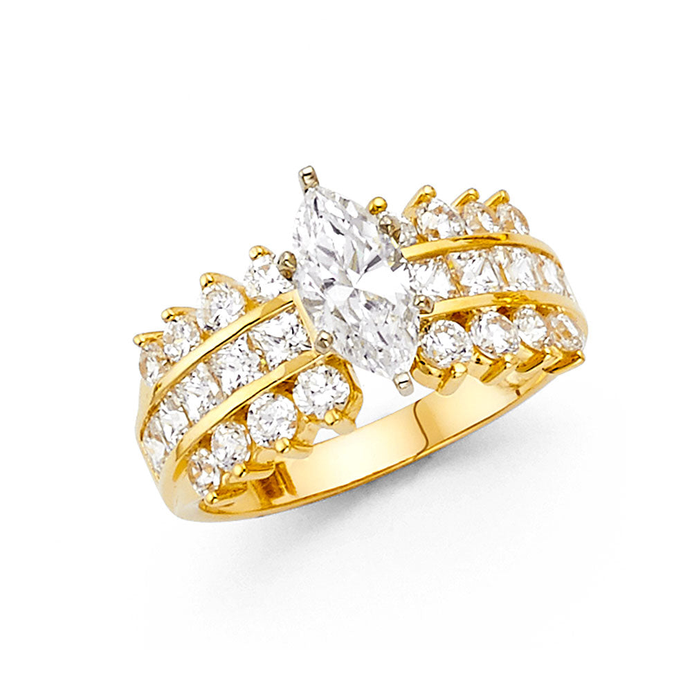 14K Yellow Gold Solitaire CZ Ring
