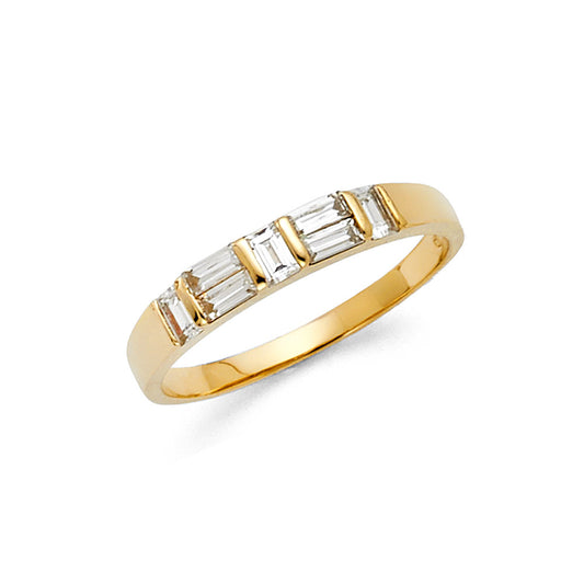 14K Yellow Gold Baguette Cut CZ Band Ring