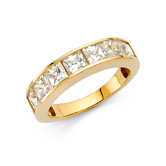 14K Yellow Gold CZ Channel Set Wedding Band