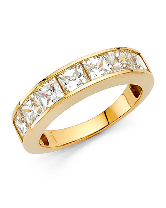 14K Yellow Gold CZ Channel Set Wedding Band