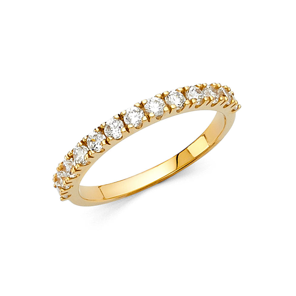 14K Yellow Gold Prong-Set Round CZ Wedding Band