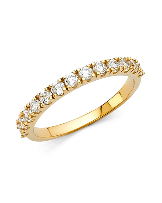 14K Yellow Gold Prong-Set Round CZ Wedding Band