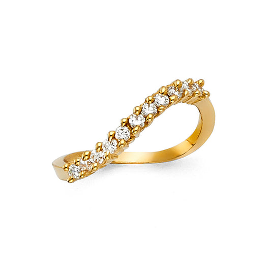 14K Yellow Gold CZ Light Band Ring