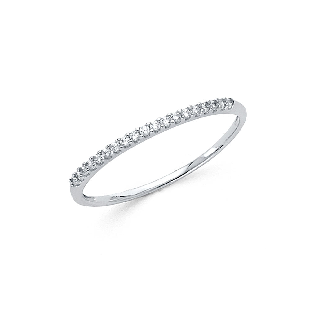 14K White Gold Prong-Set Round CZ Wedding Band