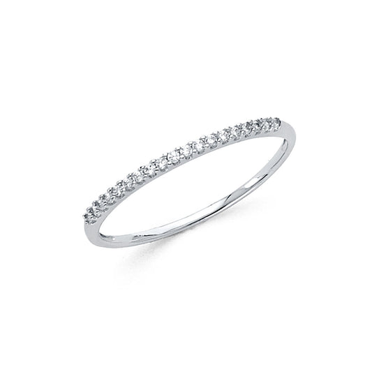 14K White Gold Prong-Set Round CZ Wedding Band