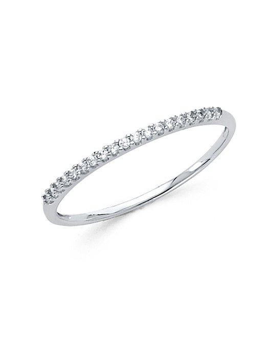 14K White Gold Prong-Set Round CZ Wedding Band