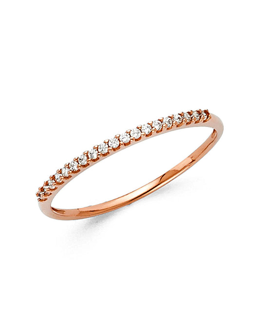 14K Rose Gold Prong-Set Round CZ Wedding Band