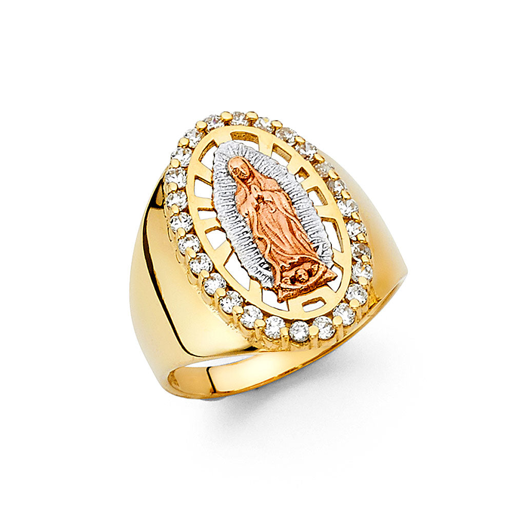 14K Tri-Color Gold Men’s Guadalupe Design Ring