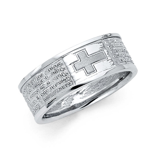 14K White Gold Men's Prayer Band Ring