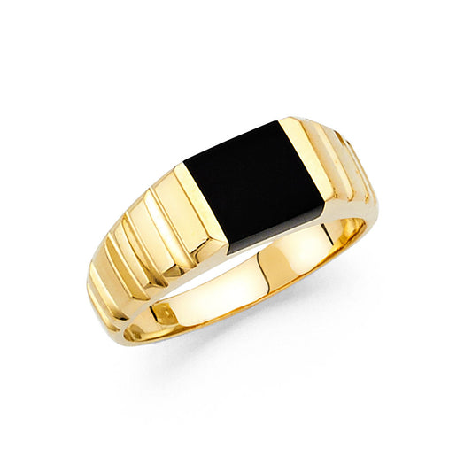 14K Yellow Gold Onyx Ring Designed for Women, Teen, and Children