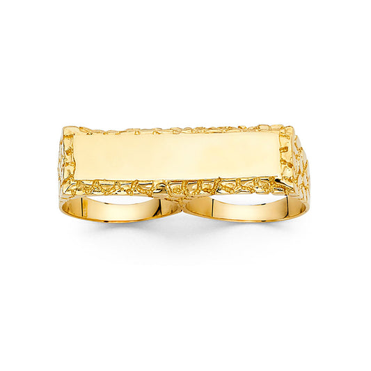 14K Yellow Gold Men’s Two-Finger Nugget Design Ring