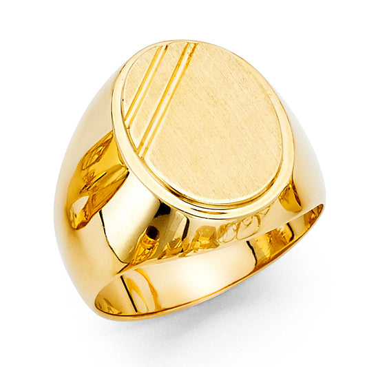 14K Yellow Gold Men’s Oval Signet Design Ring