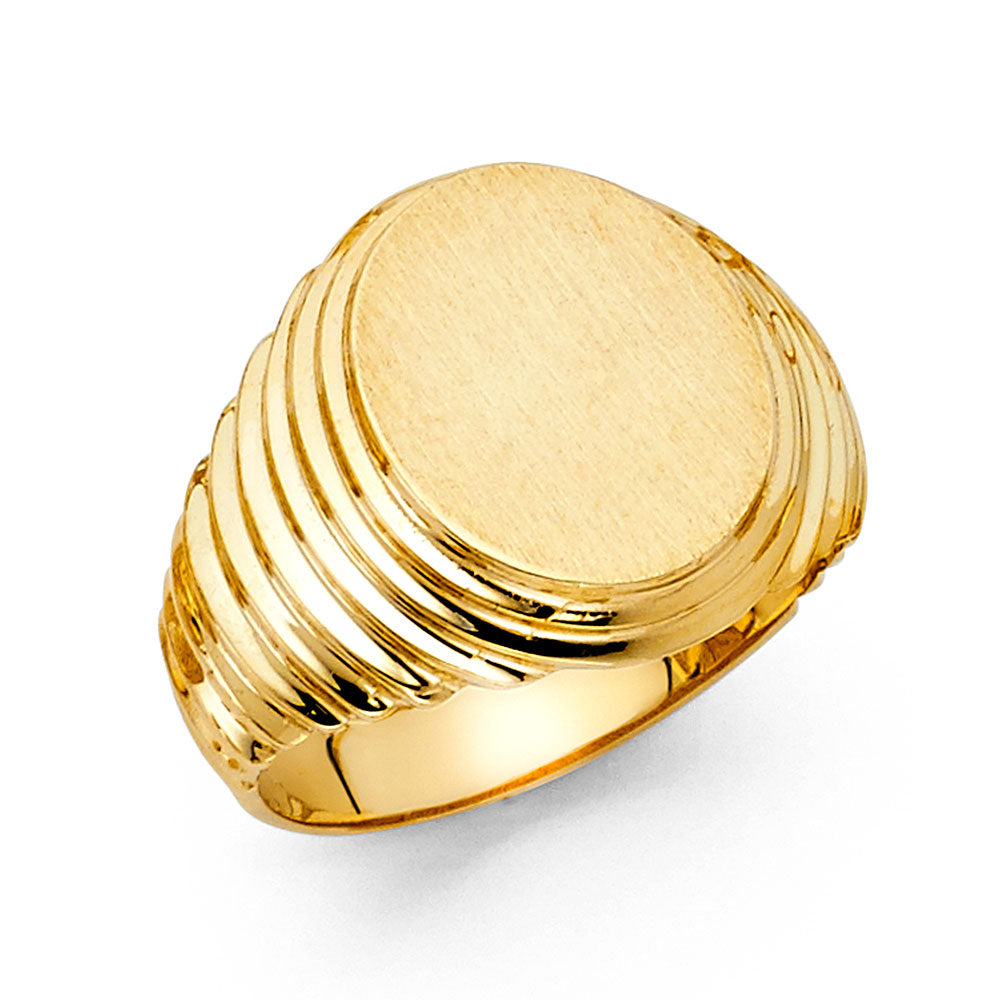 14K Yellow Gold Men’s Oval Signet Design Ring