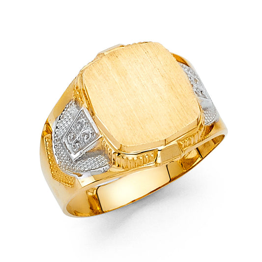 14K Two-Tone Gold Men’s Square Signet Ring