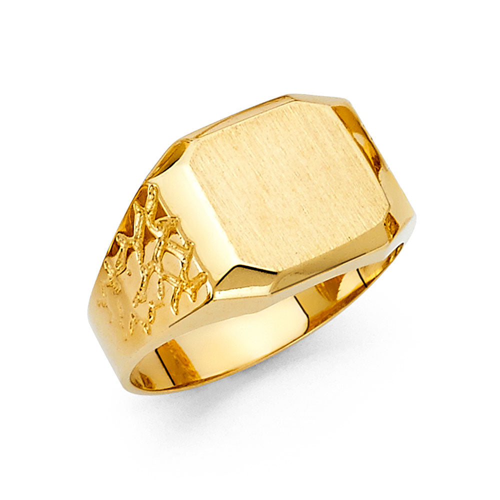 14K Yellow Gold Men’s Nugget Design Signet Ring