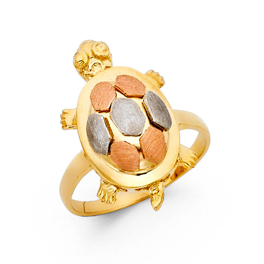14K Tri-Color Gold Turtle Design Ring