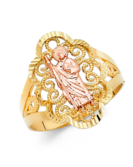 14K Two-Tone Gold Women’s San Judas Filigree Design Ring