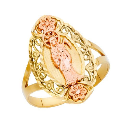 14K Two-Tone Gold Women’s Santa Muerte Filigree Ring