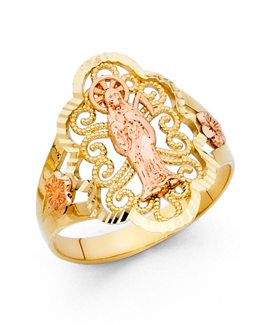 14K Two-Tone Gold Women’s Santa Muerte Filigree Ring