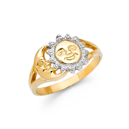 14K Two-Tone Gold Sun & Moon CZ Ring