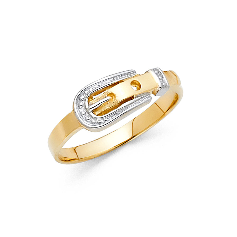 14K Two-Tone Gold Buckle Design Ring