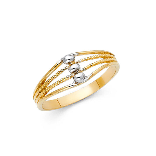 14K Two-Tone Gold Women’s Beaded Multi-Row Design Ring