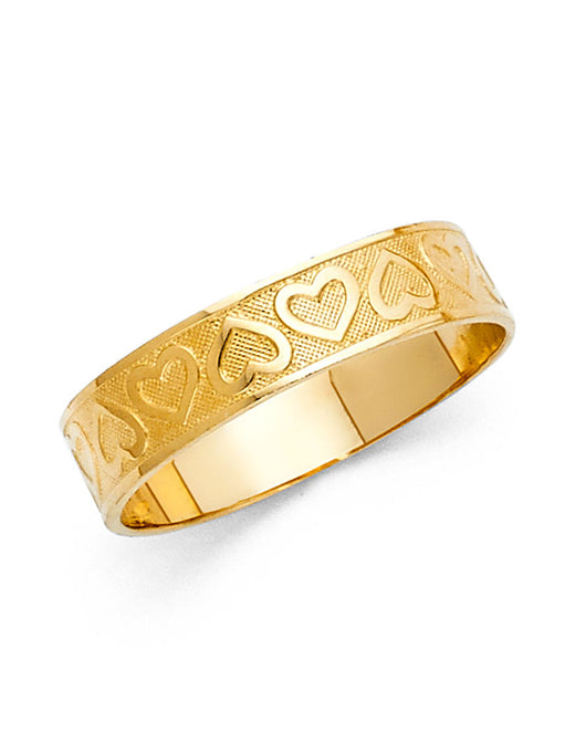 14K Yellow Gold Heart Pattern Band