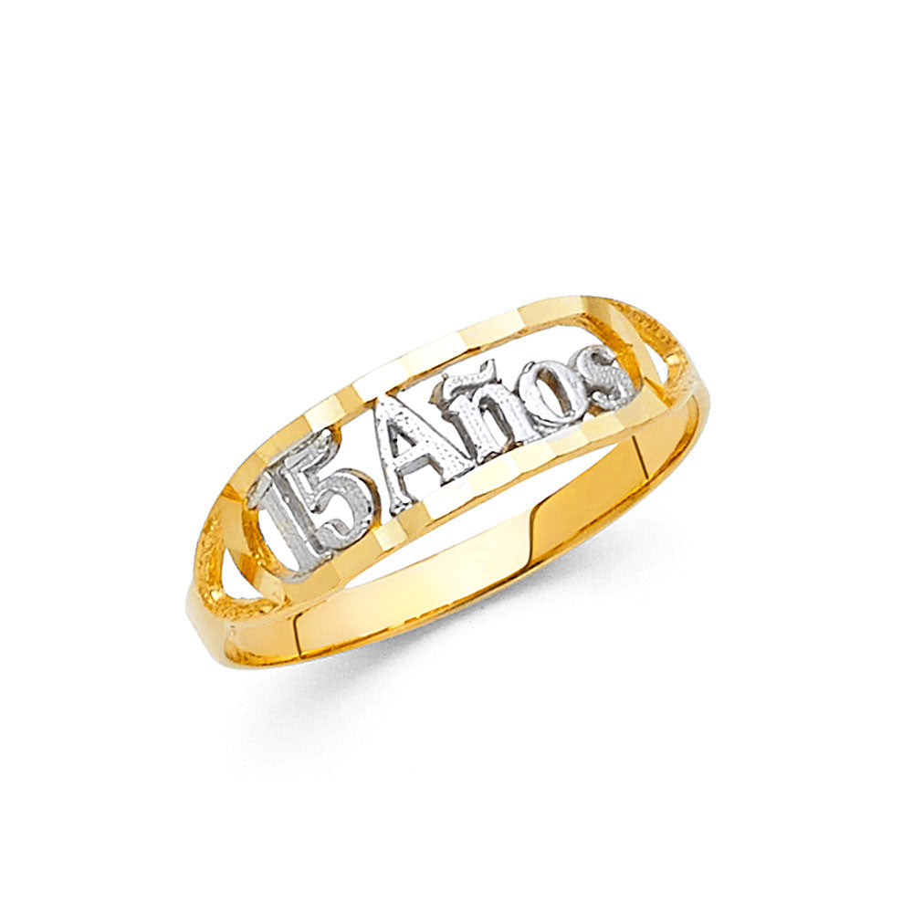14K Two-Tone Gold 15 Años Quinceañera Ring