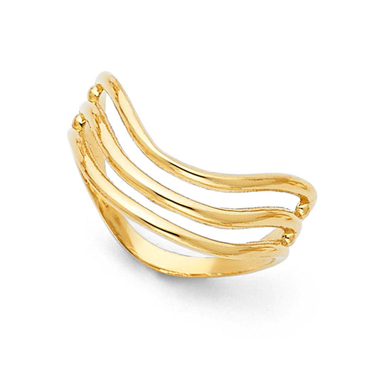 14K Yellow Gold Triple Wave Design Ring