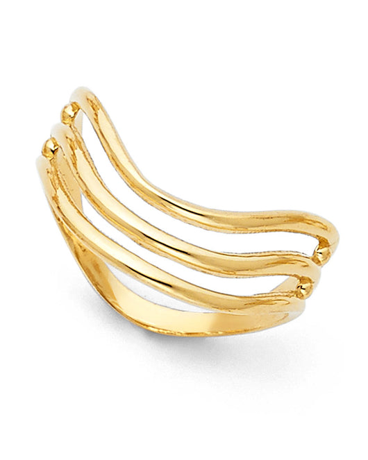 14K Yellow Gold Triple Wave Design Ring