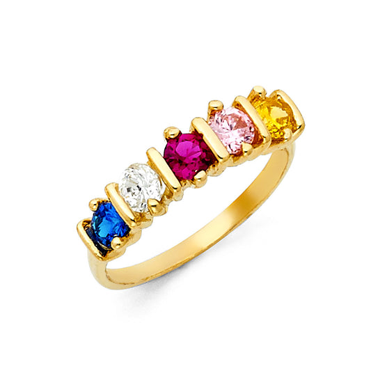 14K Yellow Gold Women’s Multicolor CZ Ring, perfect for customization as a Mother’s Ring