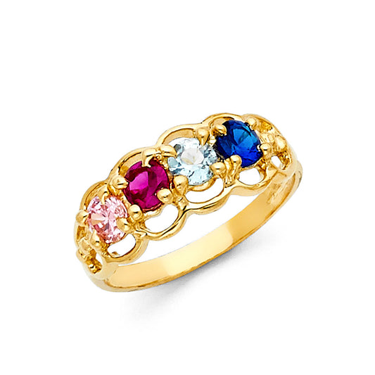 14K Yellow Gold Multicolor CZ Band Ring