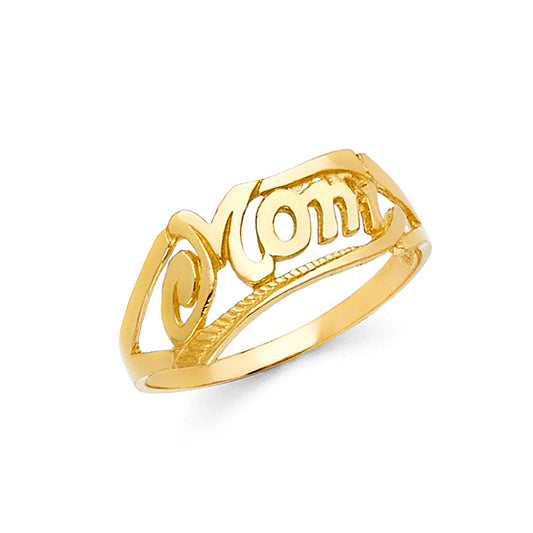 14K Yellow Gold Mom Name Design Ring