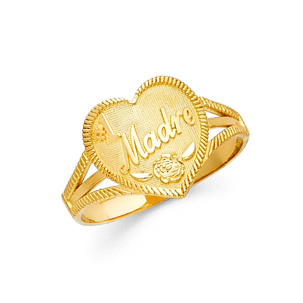 14K Yellow Gold Heart Shape Madre Design Ring