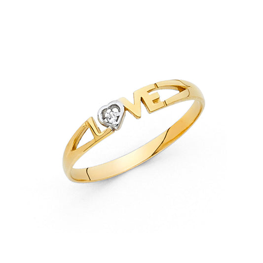 14K Two-Tone Gold Women's Love Heart CZ Ring