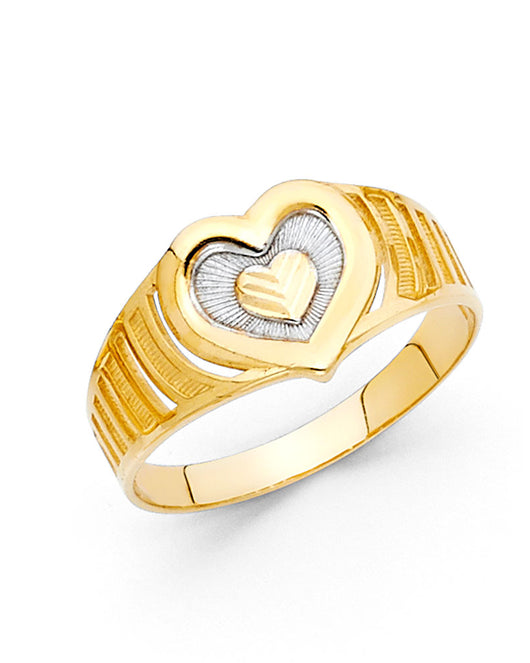 14K Two-Tone Gold Heart Design Ring