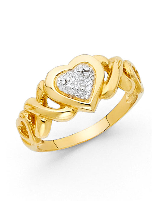 14K Yellow Gold Women’s CZ Heart Ring