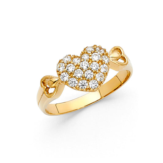 14K Yellow Gold Women’s CZ Heart Ring