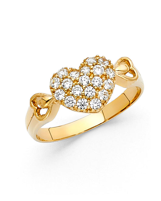 14K Yellow Gold Women’s CZ Heart Ring